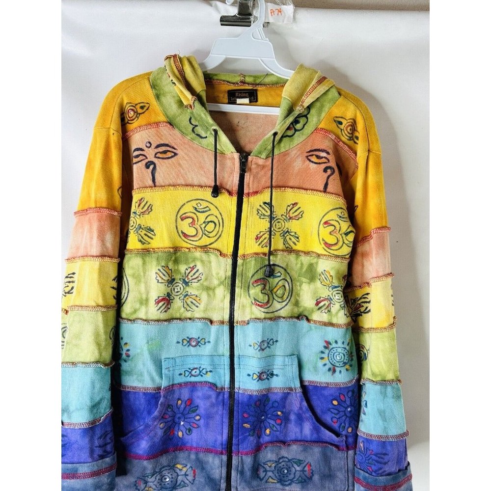 Rising International Rainbow Patchwork Hooded Swe… - image 4